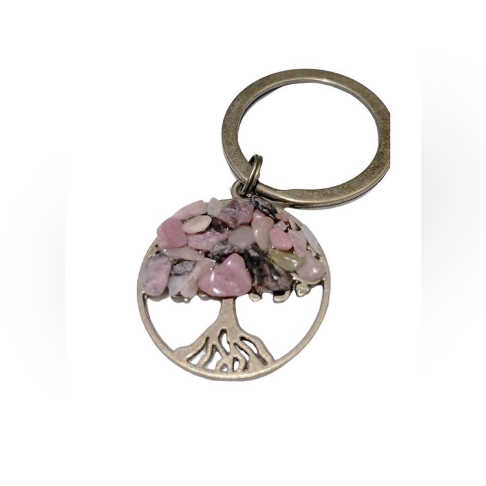 Tree Of Life Natural Stone Keychain Made with Various Healing Stones